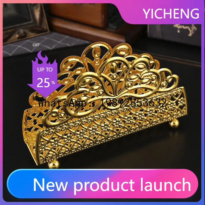 

PYJ gold wrought iron tissue rack Home restaurant countertop Vertical dining table Square towel rack Hotel storage rack