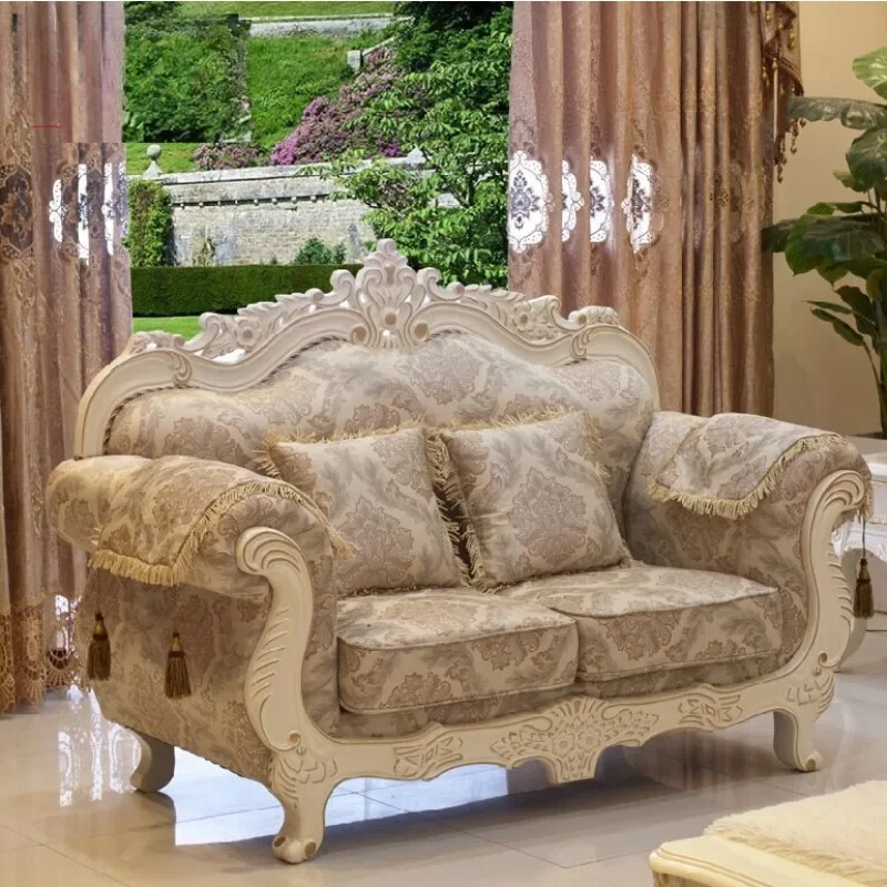 

Комбинация европейского тканевого дивана, пасторальный большой диван с резьбой по дереву и цветком, французский высококачественный тканевый диван