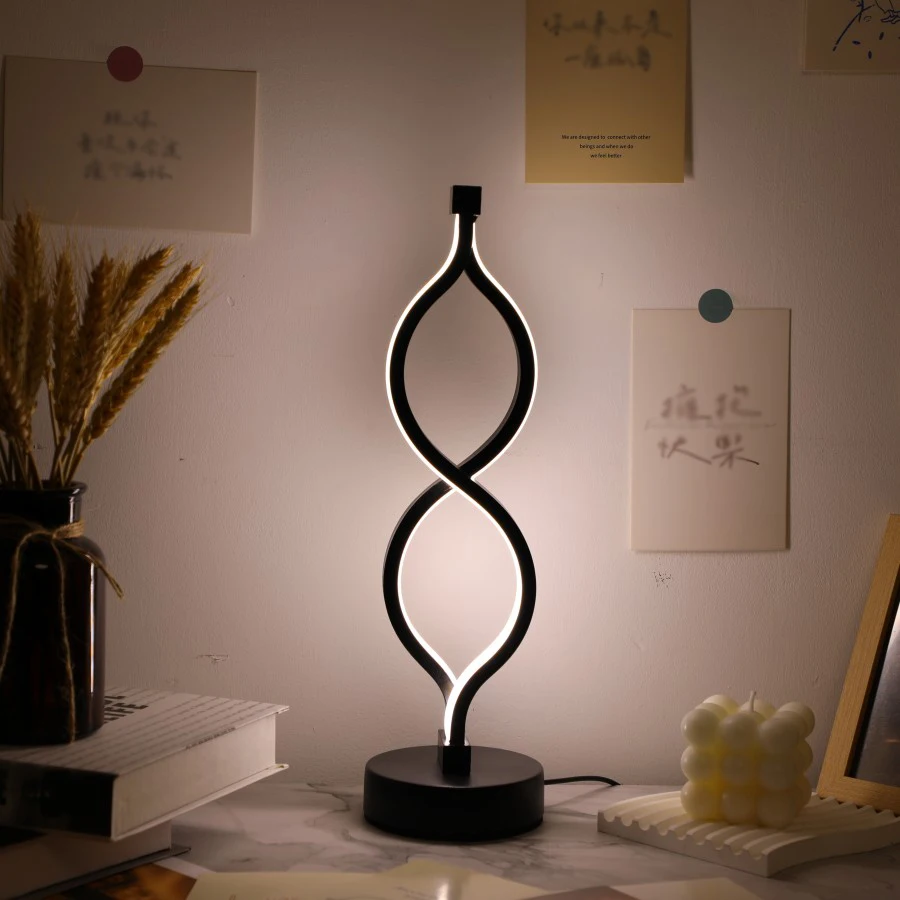 1PC Creative Figure-eight Desk Lamp USB Three-tone Light Bedroom Desk Lamp