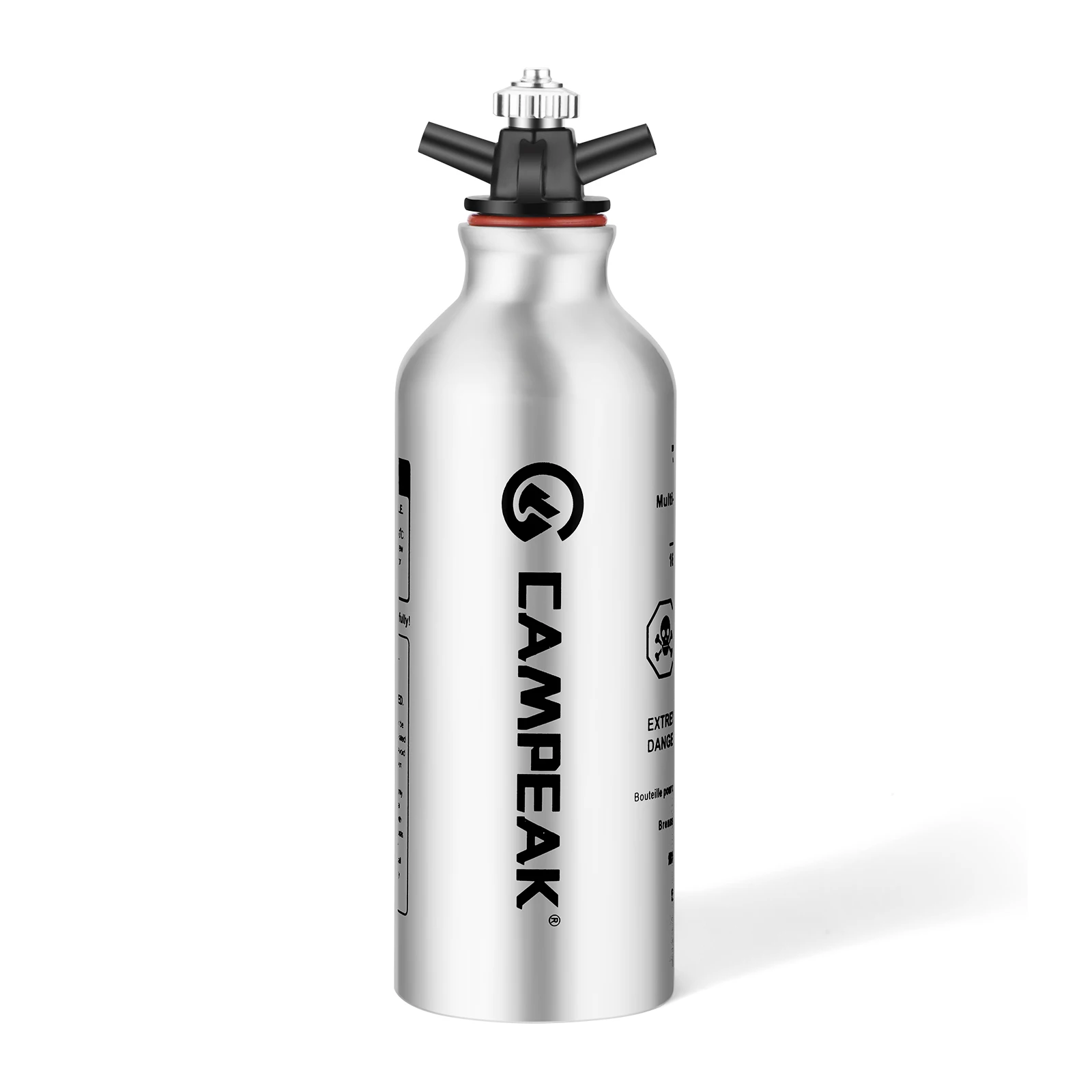 CAMPEAK Portable Aluminum liquid Fuel Bottle Aluminum Gasoline Kerosene Alcohol Spare Storage Can 0.5L/1L with safety valve