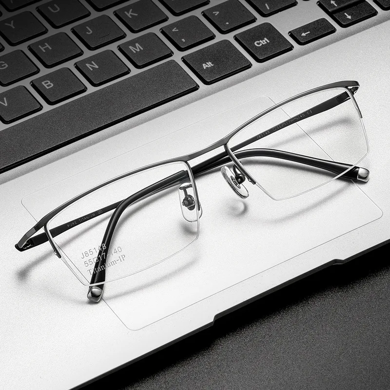 

ELECCION Titanium Alloy Man's Optical Glasses Frame Ultralight Business Square Half Rim Myopia Eyeglass Frames for Men