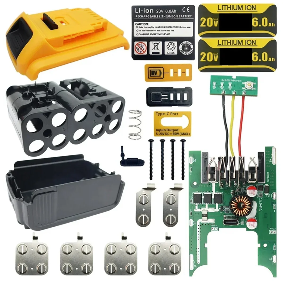 A002 Li-Ion-Akku, Kunststoffgehäuse, 10-Loch-Box, Schutzplatine, Leiterplatte für 20 V Lithium-Akku DCB112 DCB118