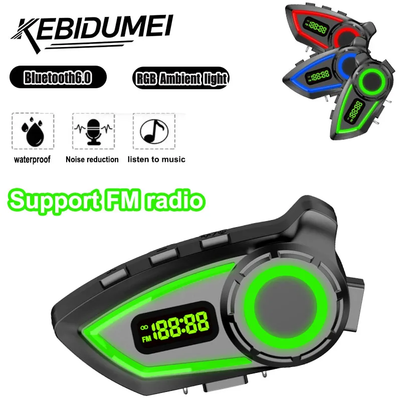 

Y100 Гарнитура для мотоциклетного шлема Стерео Bluetooth Hands Free Call IP65 Водонепроницаемая поддержка FM-радио с трехцветным окружающим освещением