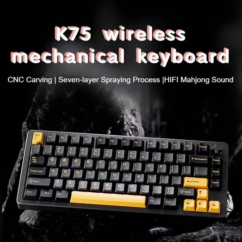 

EWEADN K75 Aluminum Mechanical Keyboard Customized CNC Wireless Tri-mode Gasket Hot Swap Knob Rgb Gaming Mechanical Keyboard