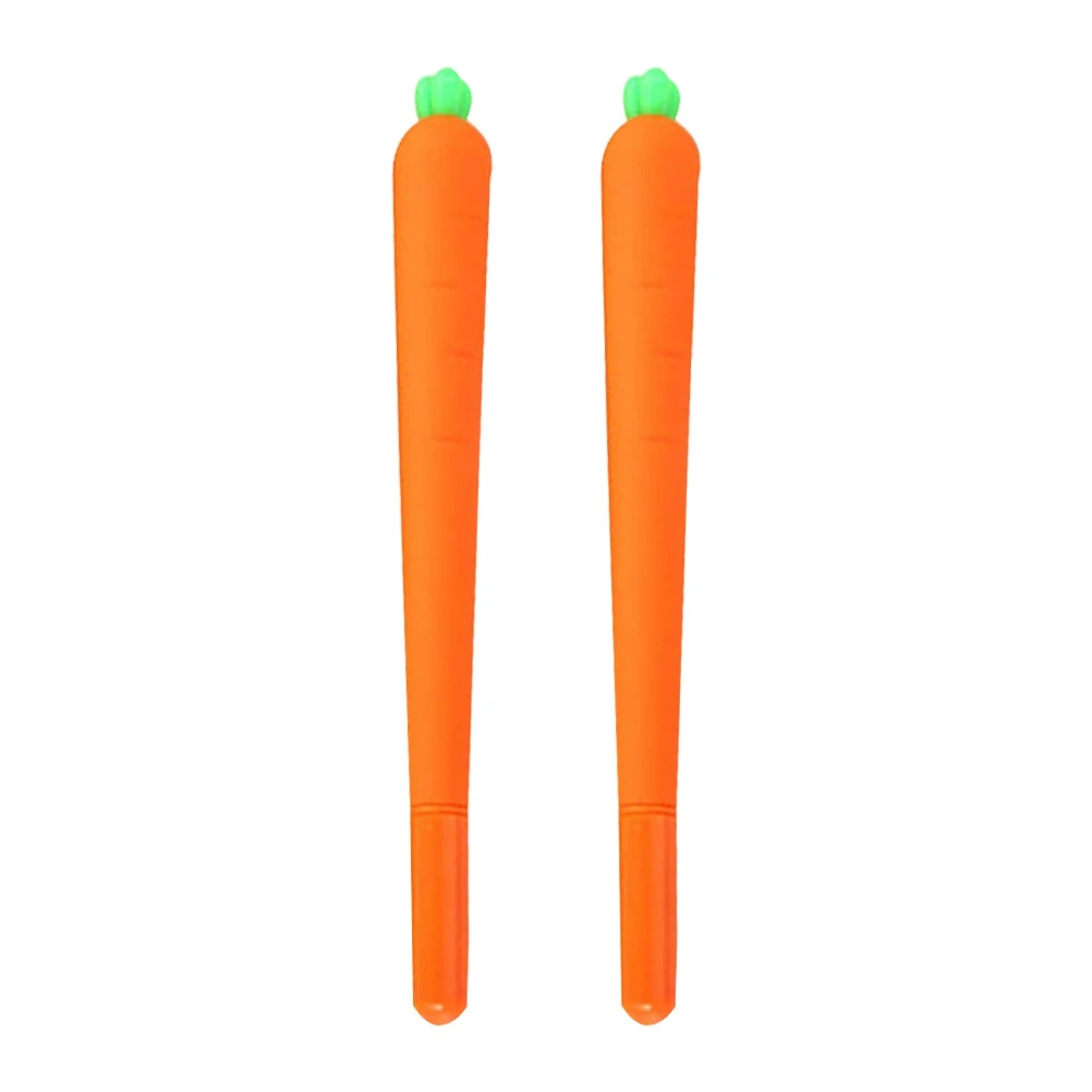

2 pcs Neutral Pen Gel Ink Roller Ballpoint Carrot Kids Drawing Waterbased Smooth Writing Silicon Shell Fine Refillable