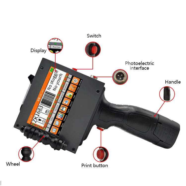 

Multilingual Barcode Printing Machine Handheld Automatic Inkjet Printer Business Warehouse Use Fast Print Home Use