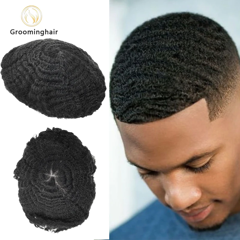 8mm Curly Men Human Hair Toupee Durable Fine Full Lace Base Man Hair Prothesis System Hairpieces Natural 100% Human Hair ﻿