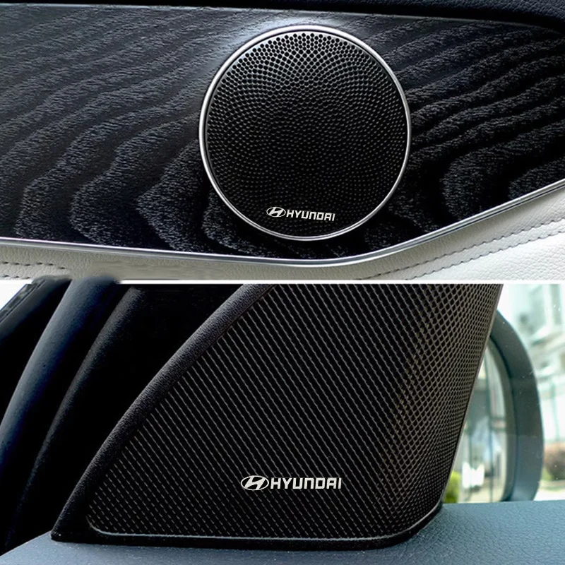 سيارة مكبر صوت ستيريو شعار ثلاثية الأبعاد ملصق معدني لشركة هيونداي سانتا في سوناتا سولاريس أزيرا كريتا I30 Ix25 توكسون IX35 اكسسوارات #6