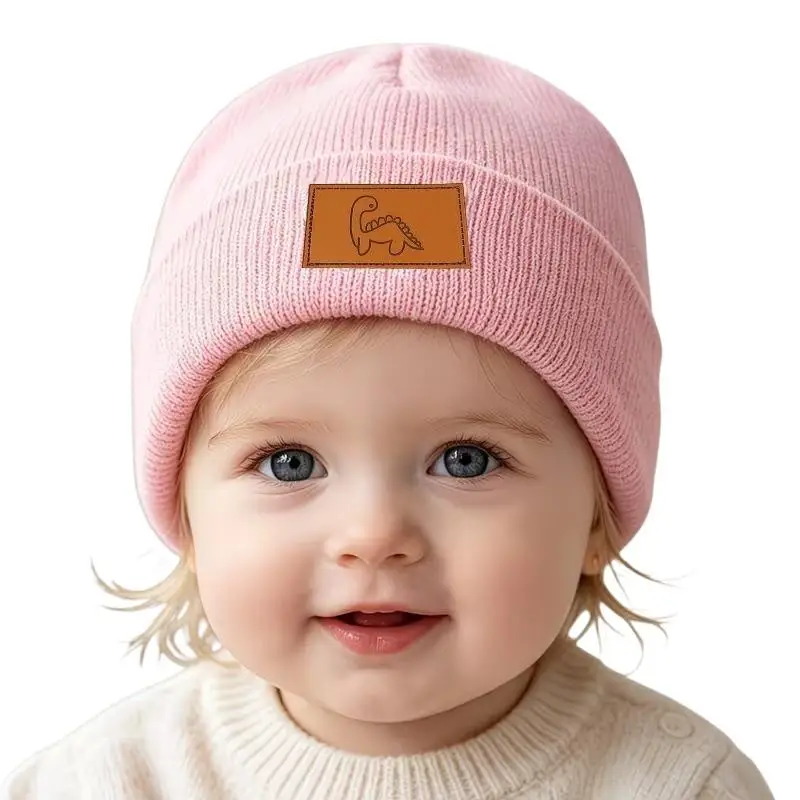 Soft Stretchy Baby Knit Beanie With Cute Dinosaur Patch Warm Comfortable For Toddlers Fall Winter Wear