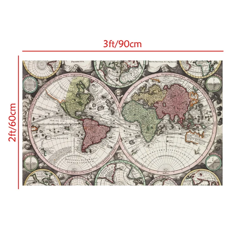 世界の不織布の地図,壁のポスター,芸術的なポスター,リビングルーム,家の装飾,学用品,90*60cm