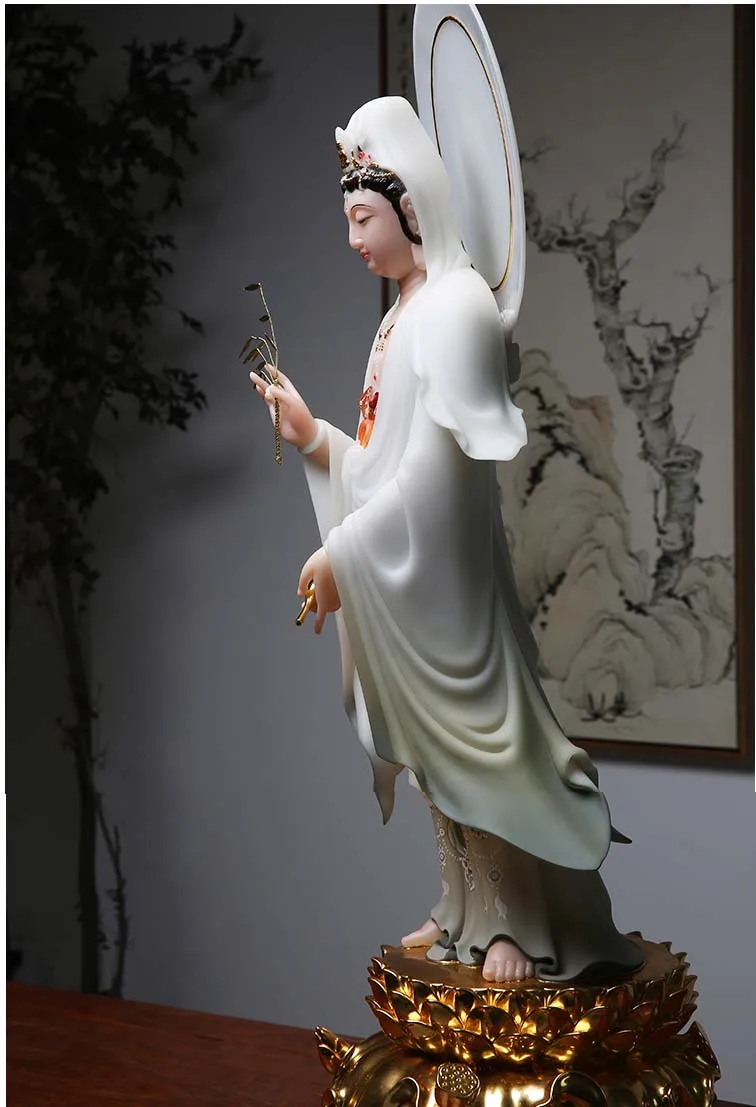 52CM large Buddhism figure jade Goddess Guan yin GOD Avalokitesvara buddha Asia HOME protection Prosperity FENG SHUI TOP statue