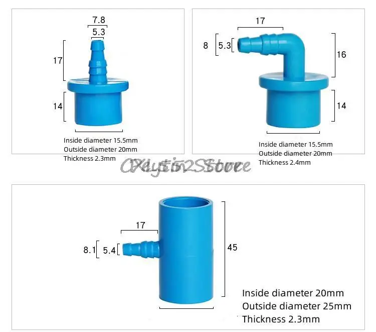 Conector de Pagoda de 15,5mm/20mm de diámetro interior, boquilla recta directa de Gas, codo en T para manguera de tanque de peces de estanque de mariscos, 1 ud.