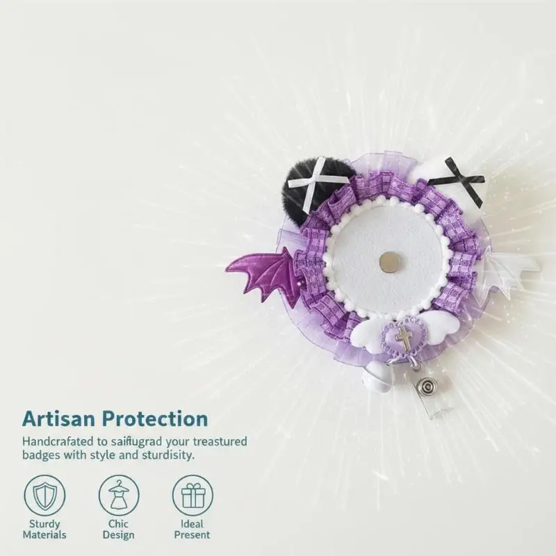 DIY Handcrafted Lace Anime Badge Holder Badge Base Itabag Pins Photo Display Bracket Ribbon Decoration For Ita Bag Ornament