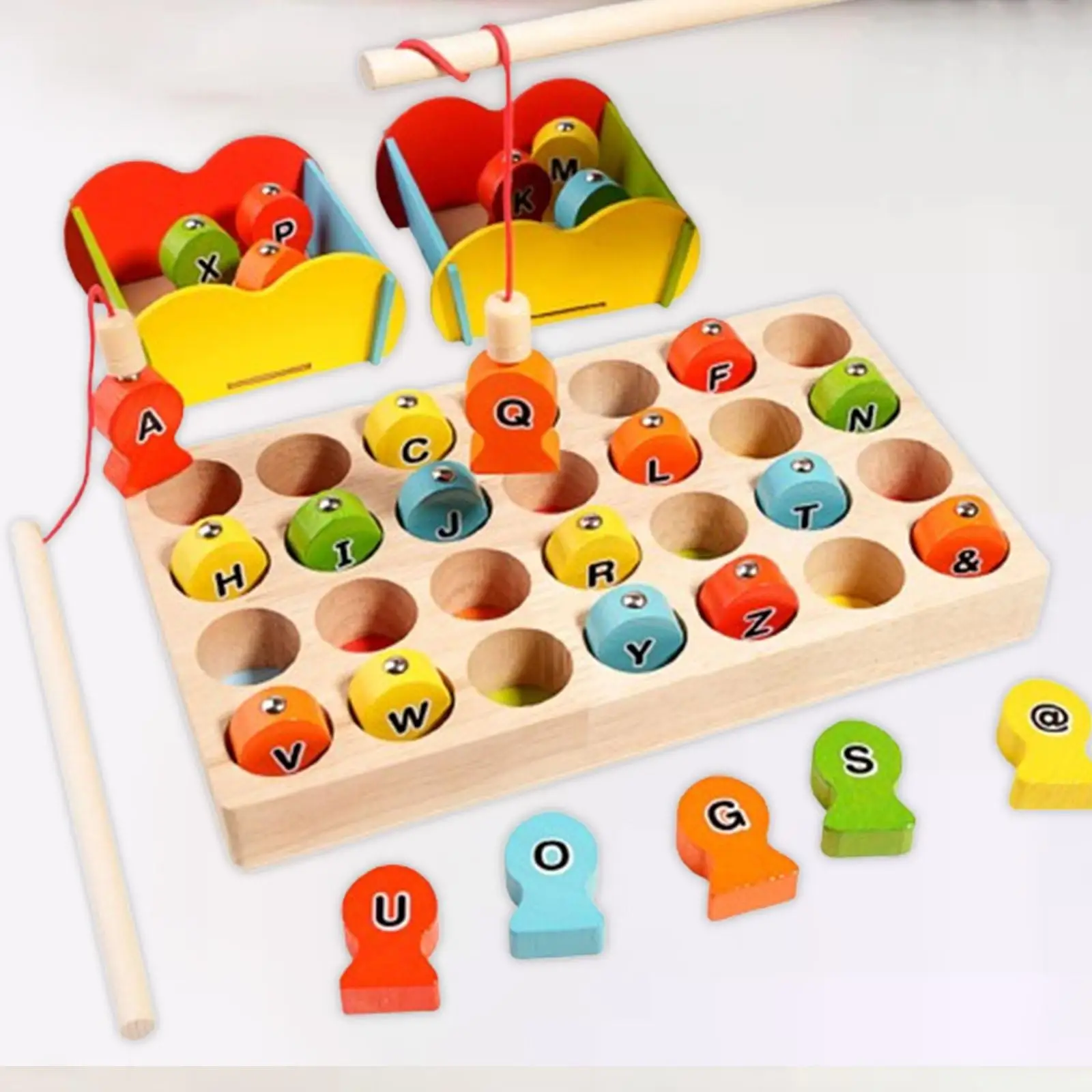 

Magnetic Fishing Game Toy Hands on Abilities Wooden Magnetic Alphabet Fishing Toy for Kindergarten Girls Boys Kids Holiday Gift