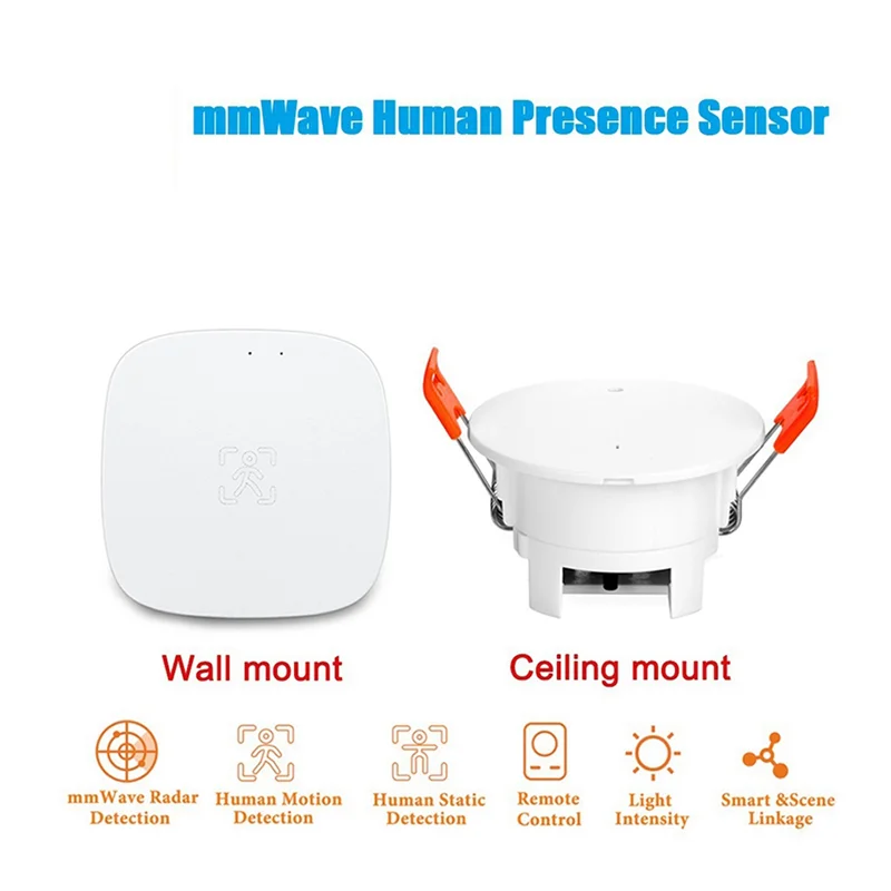 

N82R 6X Tuya Zigbee Mmwave Датчик присутствия человека с яркостью Микроволновое радарное обнаружение PIR Датчик движения Настенное крепление