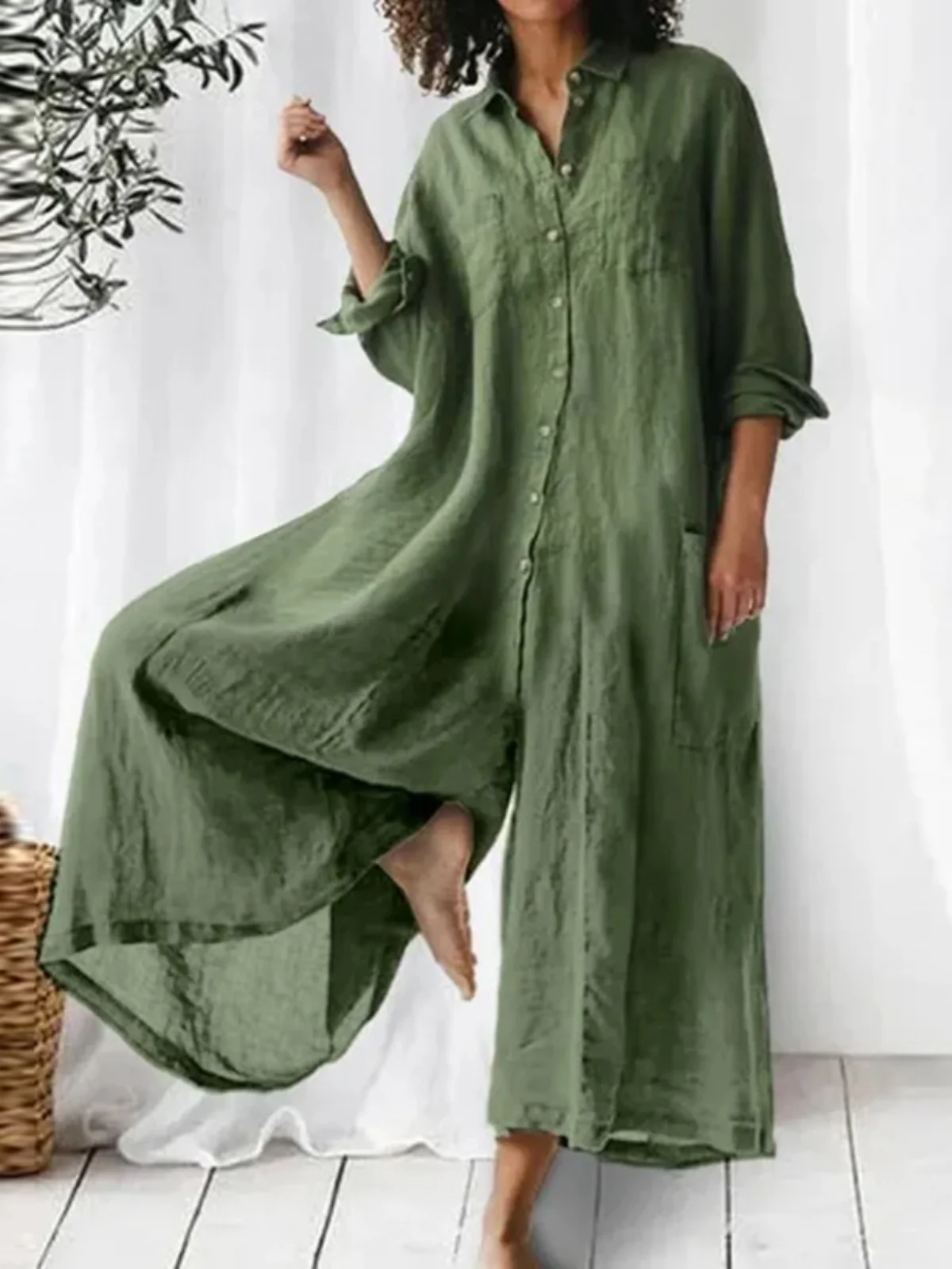 Tuta casual da donna ampia irt Pantaloni a gamba dritta a vita alta Pantaloni lunghi da strada Sle Nessun marchio registrato di marca