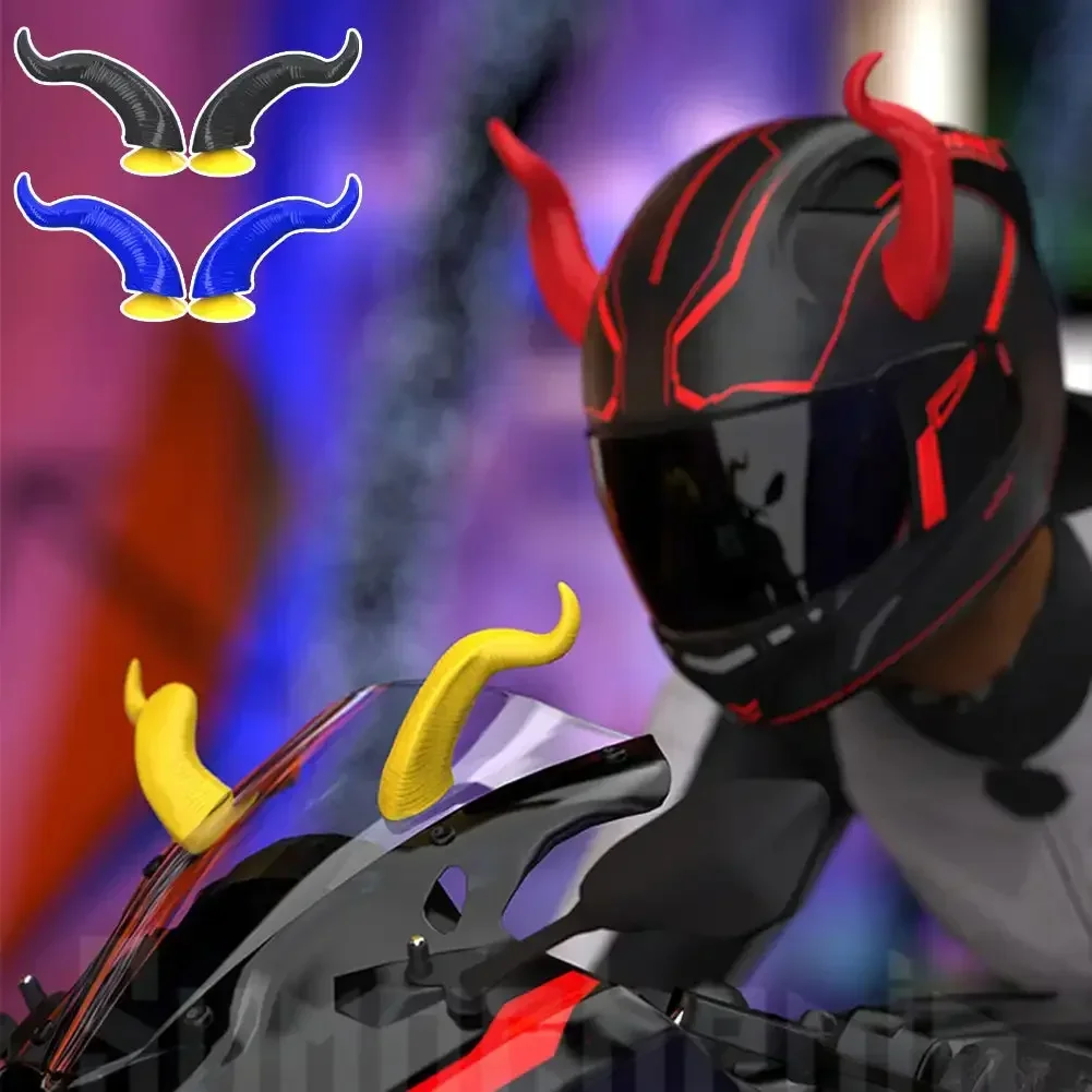 2개입 오토바이 헬멧 악마의 뿔 스타일 장식 오토바이 헬멧 액세서리 스티커 코스프레 스타일링 흡착판 포함
