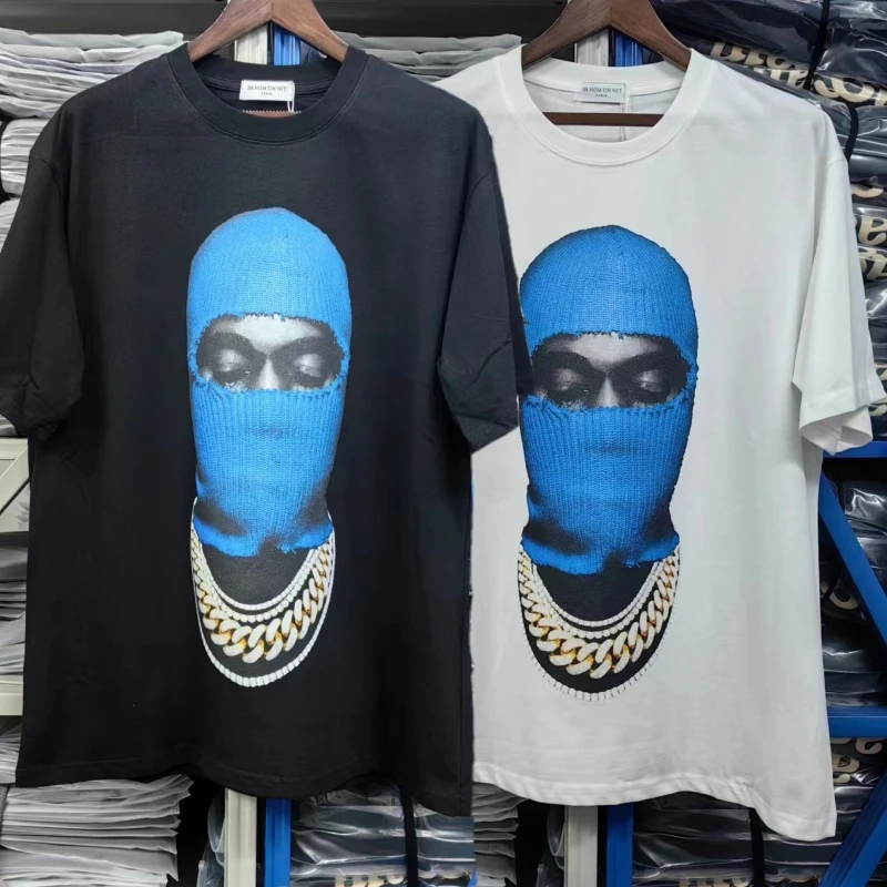 

IH NOM UH NIT T-shirt Blue Masker Man Print T Shirt For Women Men Loose Cotton Clothing Streetwear Oversize Casual Top Tees