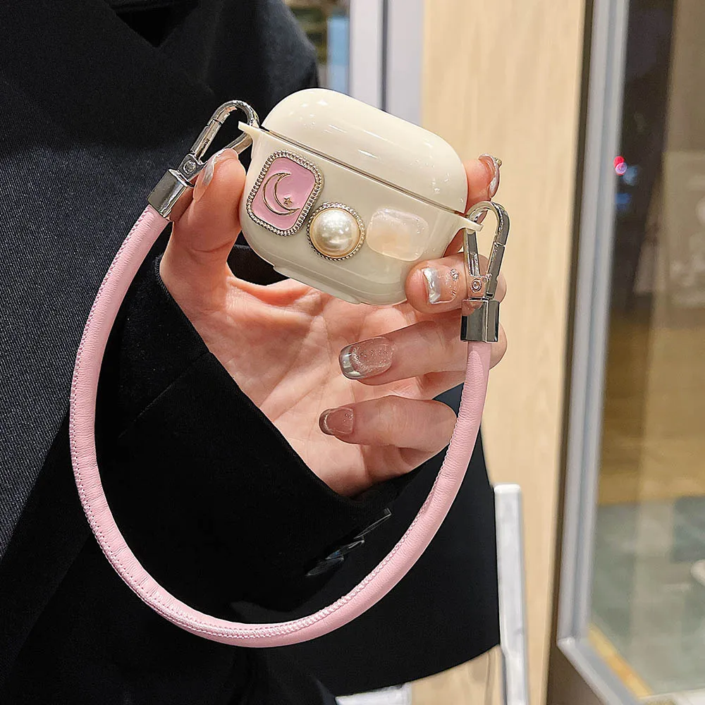 กระเป๋าใส่ของหูฟังสำหรับเด็กผู้หญิงประดับมุก3D หรูหราสำหรับ Apple airpods Pro 2ชุดหูฟังฝาครอบกล่องสำหรับ airpods 2/1 3กล่องกันกระแทกซิลิโคน