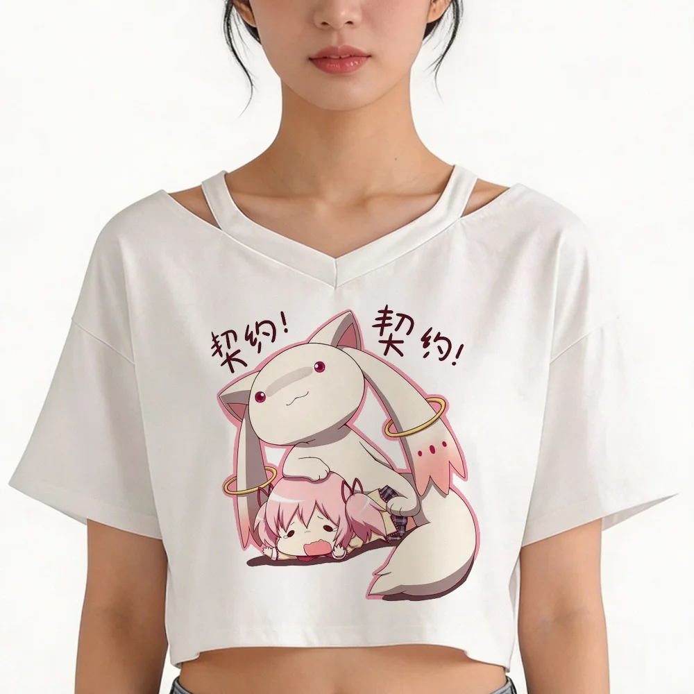 Madoka crop top female japan goth graphic t-shirt clearance sales vintage harajuku