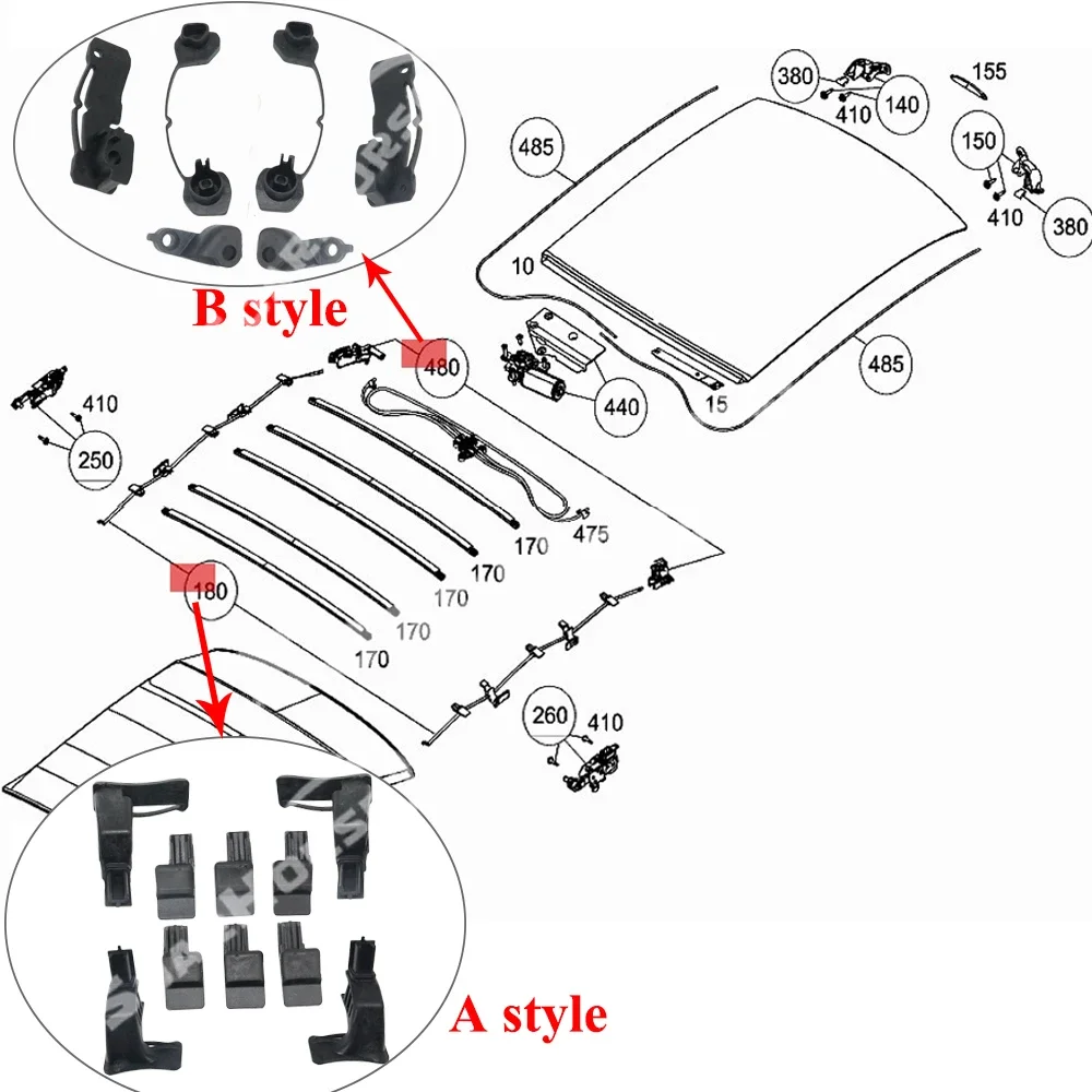 Cabriolet Roof Sunroof Curtain Bracket Slider A4517820028 A4517760016 AP364042 For Mercedes Benz Smart W451 Fortwo Cabrio 06-14