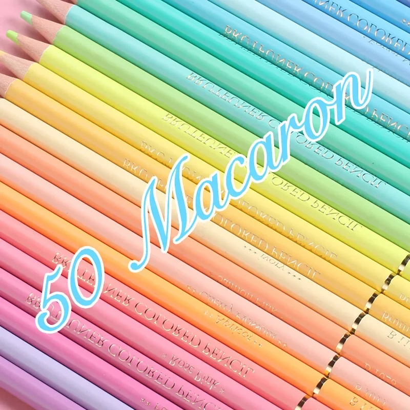 

Масляный Набор Карандаш из серии Macaron 12/24/50 цветов, школьный эскиз, блестящая кисть для рисования, специальный подарок для художника