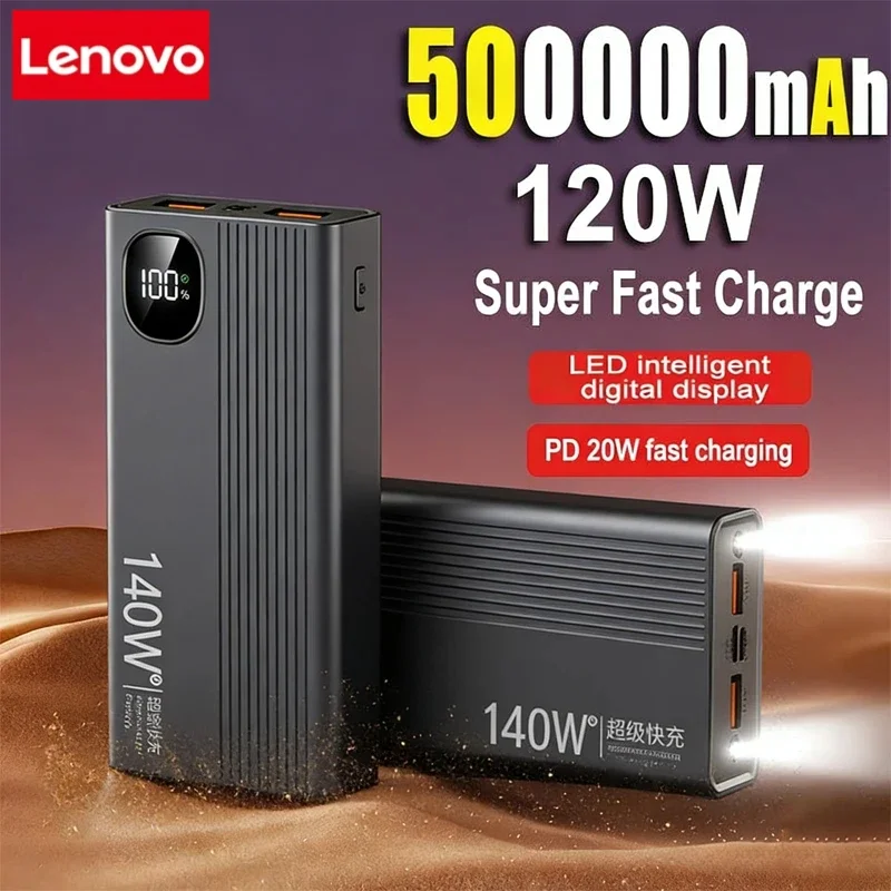 Lenovo 500000mAh 140W Jump Starter Super Fast Charging Portable  Jump Starter External Battery Charger For Xiaomi iPhone
