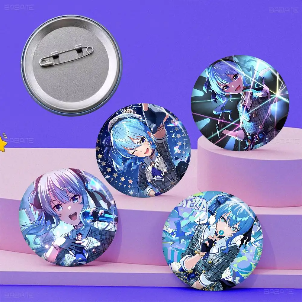 Virtual singers H-hoshimachi S-suisei Round Button Pins Slogan Creative Brooches Backpack Clothes Decoration Fashion Cartoon