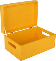 Creative Deco Yellow Large Wooden Storage Box | 30x20x14 cm (+/- 1 cm) | with Chest and Cover