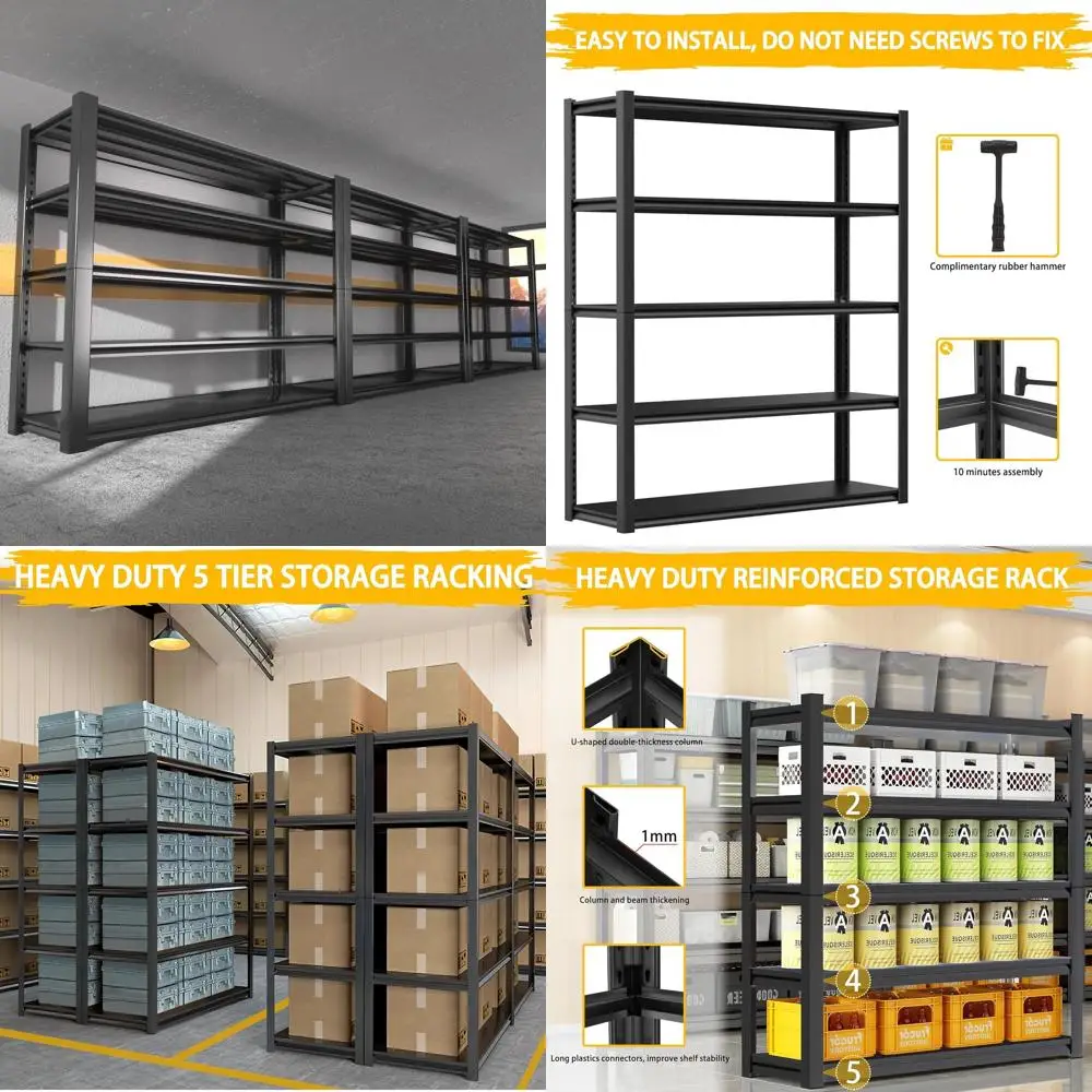 

Sturdy 3000LB 5-Tier Adjustable Metal Shelving Units, 48W x 72H for Garage Storage & Organization, 3-Pack