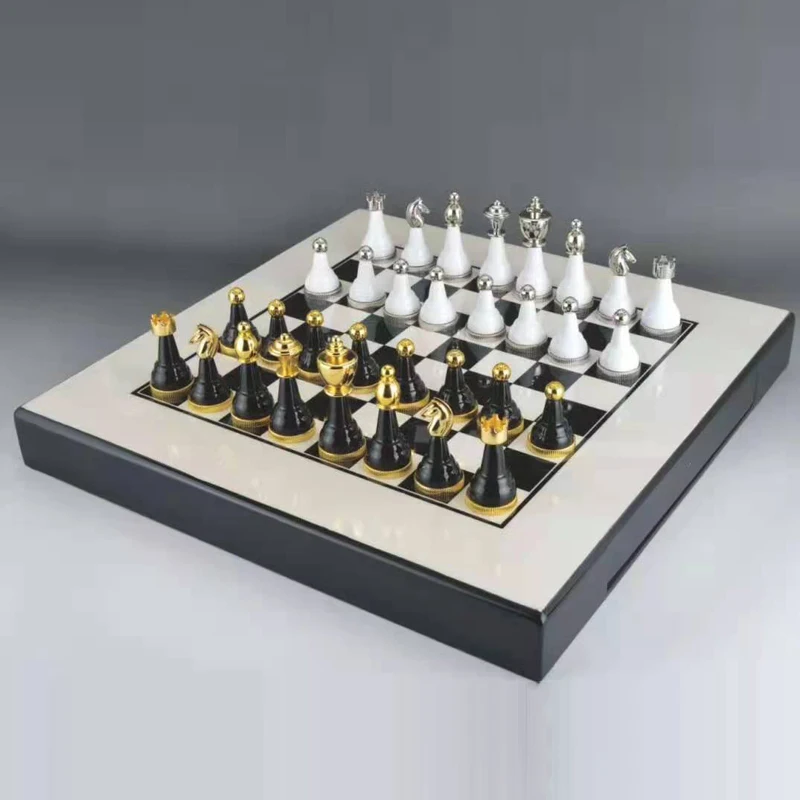 

Custom foldab lestandard chess metal or wooden chess pieces board set jigsaw board game teaching international chess set