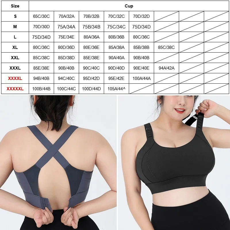 Cloud Hide Plus Size Sports Bra for Big Lady High Impact 5XL Shockproof Underwear Women Gym Fitness Yoga Tank Top Running Shirt