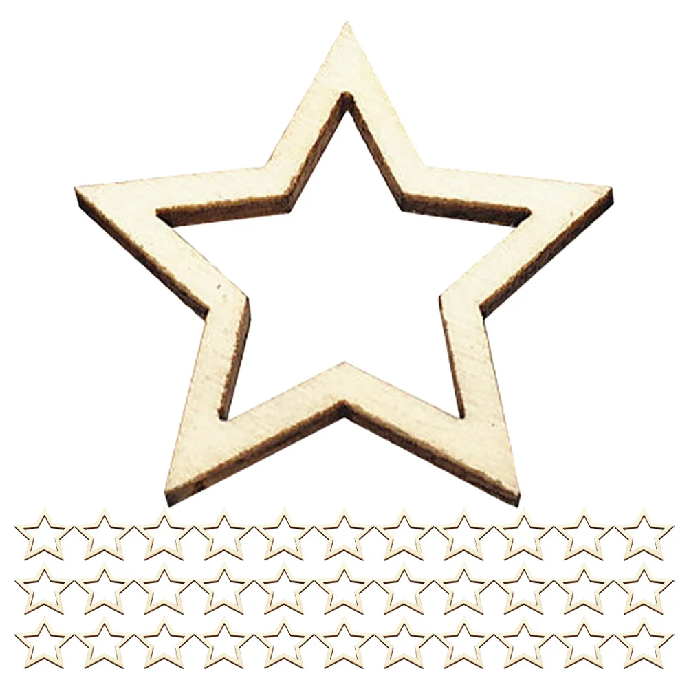 

100Pcs Blank Wooden Star Slices DIY Craft Material Unfinished Pieces for Creative Projects Wood Stars Wood Cutouts