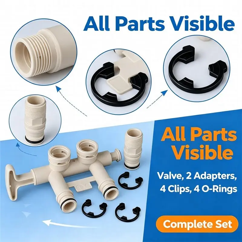 ABCA-Water Softener Valve Kit With 7345388 Replacement Parts- Includes 2 Adapters, 4 Clips, And 4 O-Rings