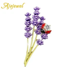 Ajojewel 2024 New Lavender Ladybug Brooch Purple Enamel Cloth Pin Wholesale