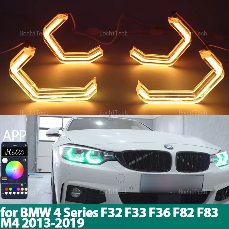 

App control M4 style LED Angel Eyes Bulb Ring RGB Lamp for BMW 4 Series F32 F33 F36 F82 F83 M4 2013-2019 428i 430i 435i 440i