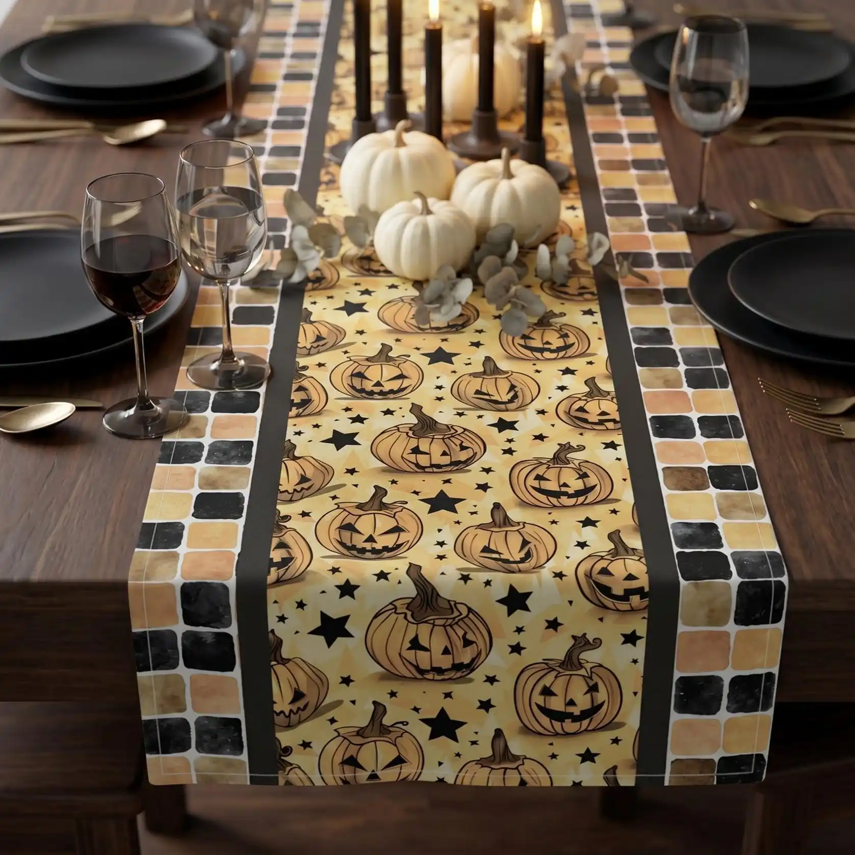 Halloween Sweet Candy Back-toSchool Long Table Runner Halloween Placemat Table Runner Fall Table Mat for Party Kitchen Dining