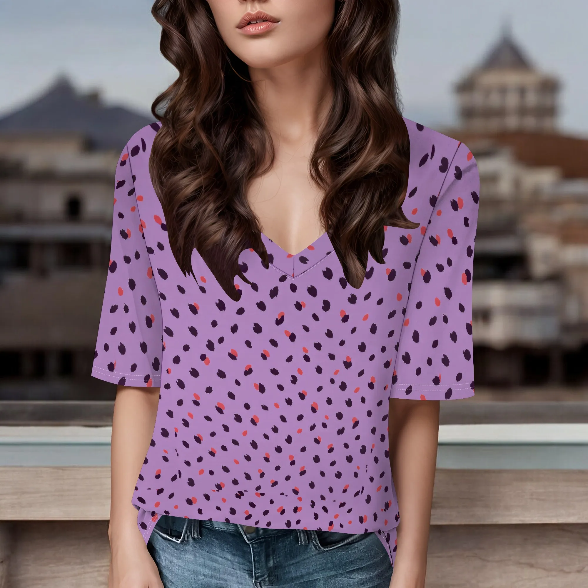 Ladies Tops and Blouse 1/2 Sleeve Summer Shirts Solid Color Basic Tops Casual Tee Shirts Loose Fitted Tunic Tops