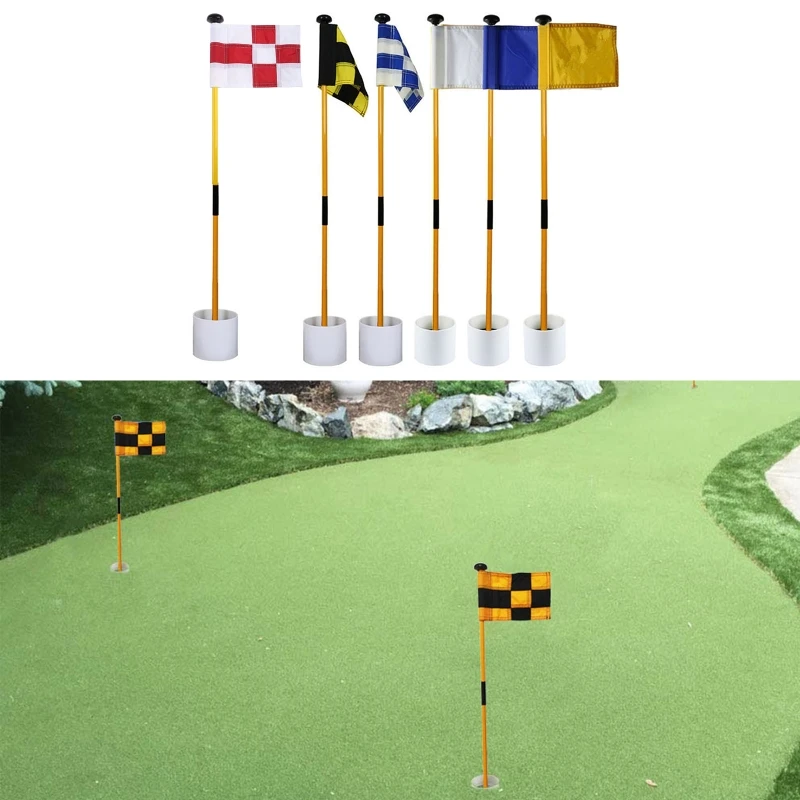 Portable Detachable Golf Flagsticks Putting Green Flags Hole Cup Set Golf Pin Flags for Driving Range Outdoor Backyard Sports