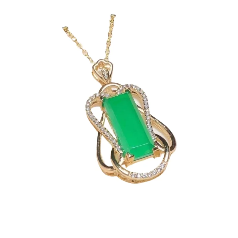 

Новый Кулон из серебра с халцедоном, женский кулон безопасного бренда, ожерелье из драгоценных камней.