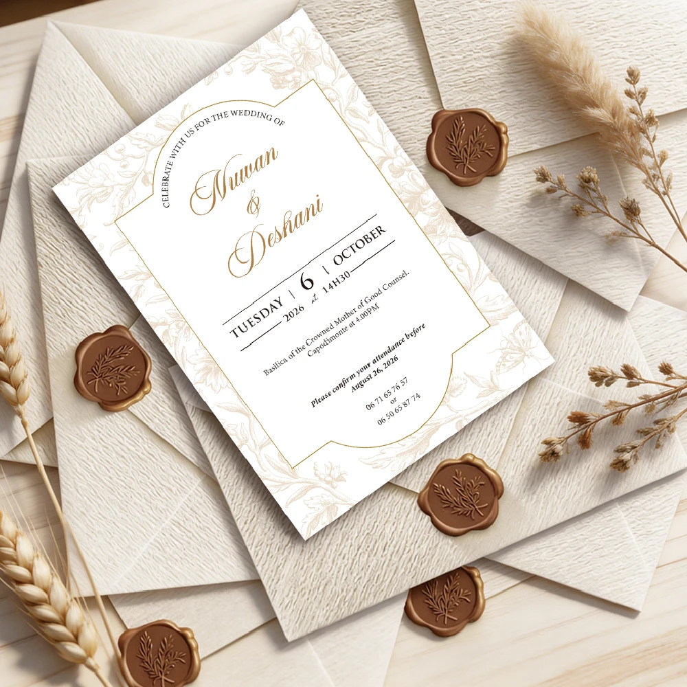 

Personalized Luxury Wedding Invitation Set with Envelope, Custom Thick Paper Invite Card for Wedding Party