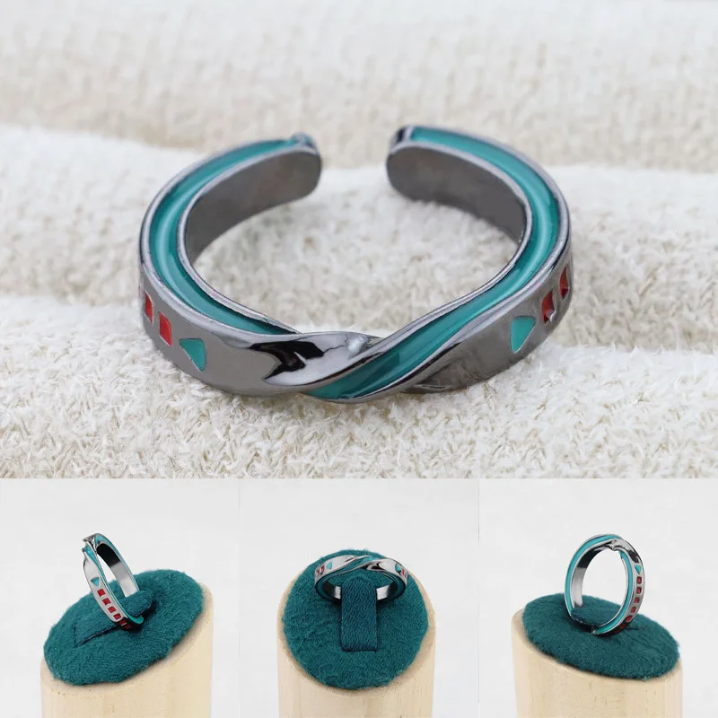 

Кольца Hatsune Miku Mobius Wave, серебряное открытое кольцо из сплава для женщин и мужчин, креативные простые ретро-ювелирные изделия, подарки, аксессуары