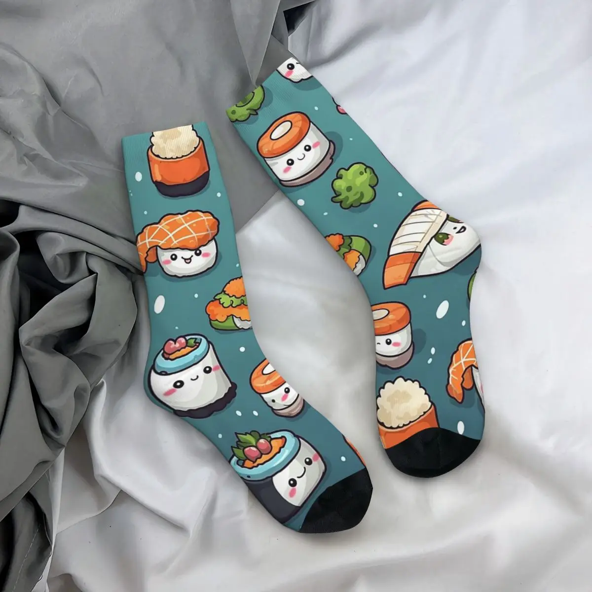 

Носки на все случаи жизни с милым японским принтом суши, повседневные длинные носки для мужчин и женщин, подарки на День святого Валентина