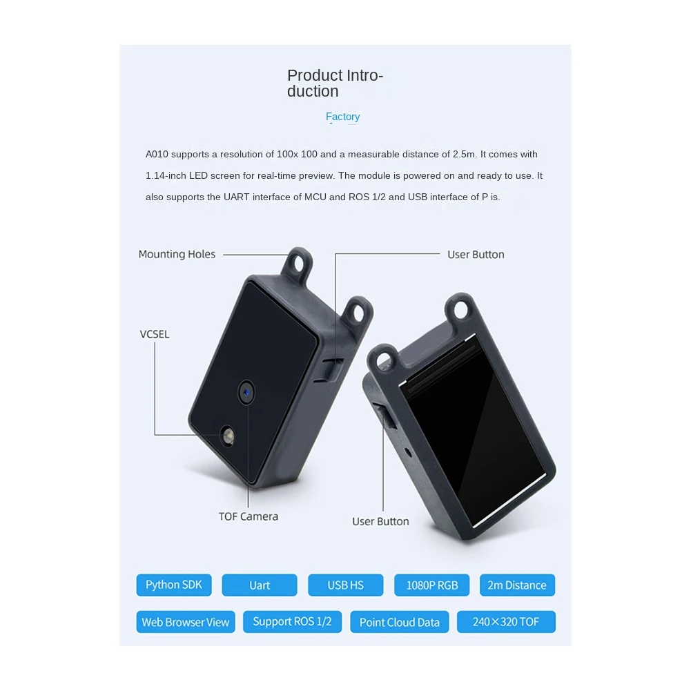 For Sipeed MaixSense A010 MCU & ROS Camera 240X135 1.14 Inch LCD Depth Vision