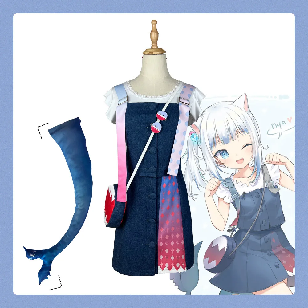 Hololive Virtual Anchor Kavugula Cosplay Costume Soft Cute Cute Meow Shark Girl Set