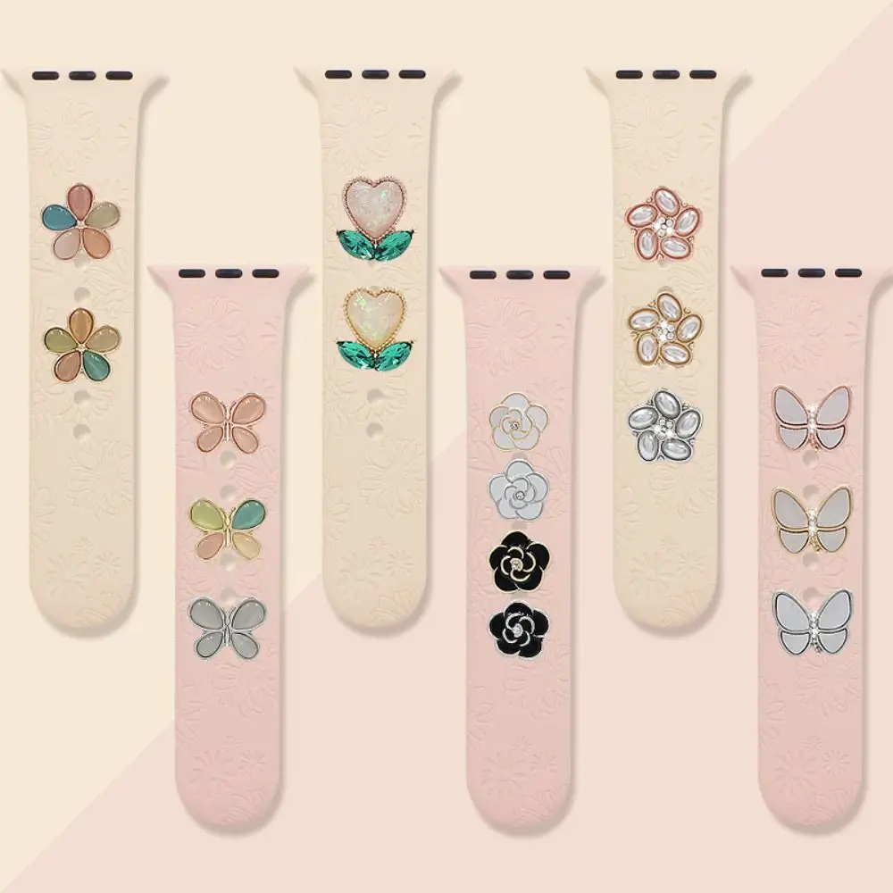 Creative Metal Watch Band Decorative Nails Diamond Brooch Decorative Ring Wristbelt Charms for Iwatch Strap Accessories