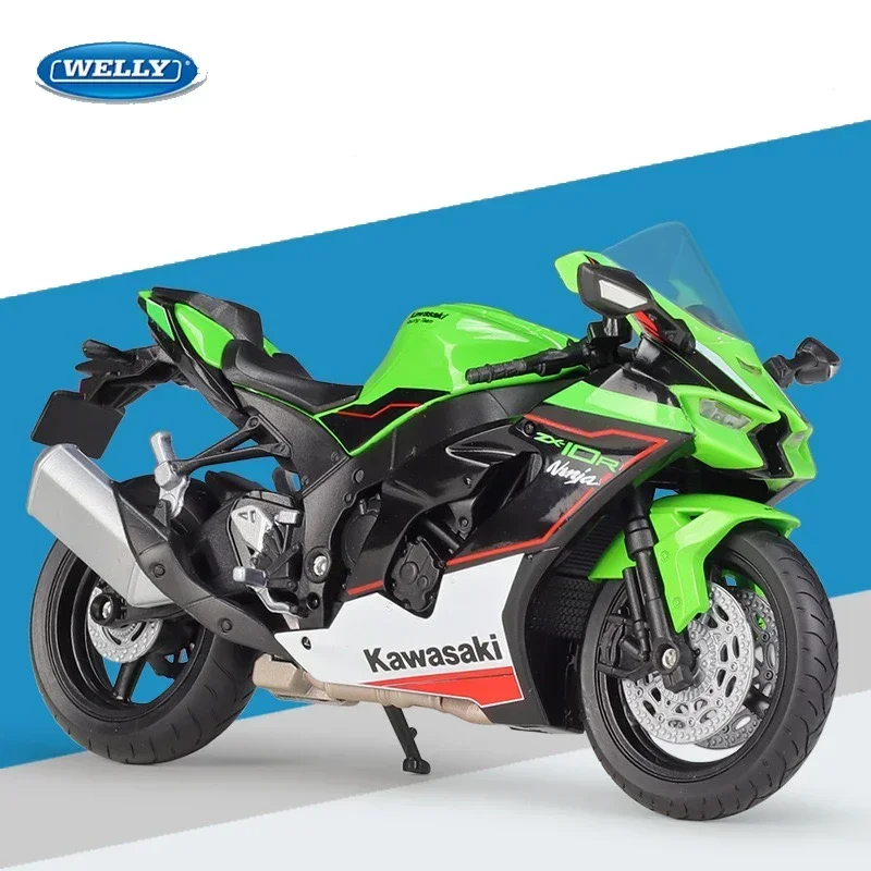 WELLY 1:12 Kawasaki 2021 Ninja ZX-10R Simülasyon Alaşım Motosiklet Modeli - Çocuk Oyuncakları ve Koleksiyonları için Uygun