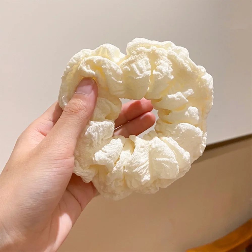 Fashion Large Korean Puff Hair Loop Ruffle Design Solid Color Headband No Harm Vintage Hair Scrunchie Hair Ornament