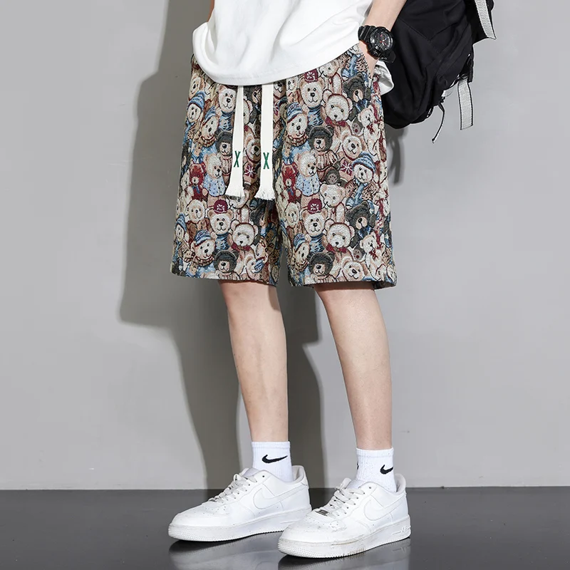 Cooling Sensation Men's Short Pants Summer Lightweight Home Leisure Sleepwear Thin Printed Mid-Length Casual Shorts
