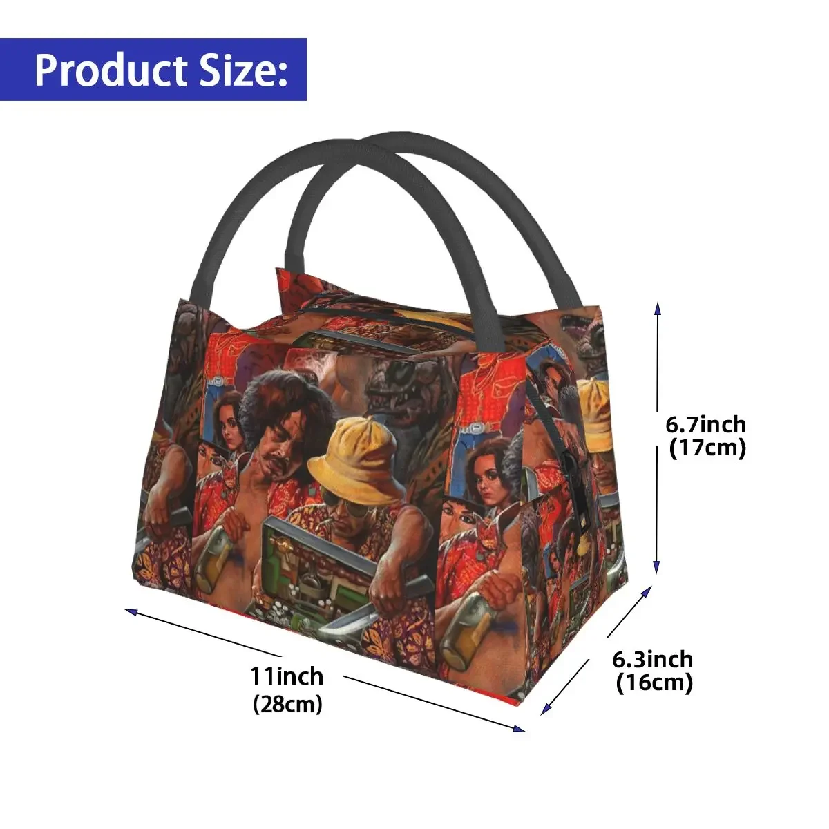 Fear And Loathing In Las Vegas Art Lunch Bags Insulated Bento Box Lunch Tote Picnic Bags Cooler Thermal Bag for Woman Children